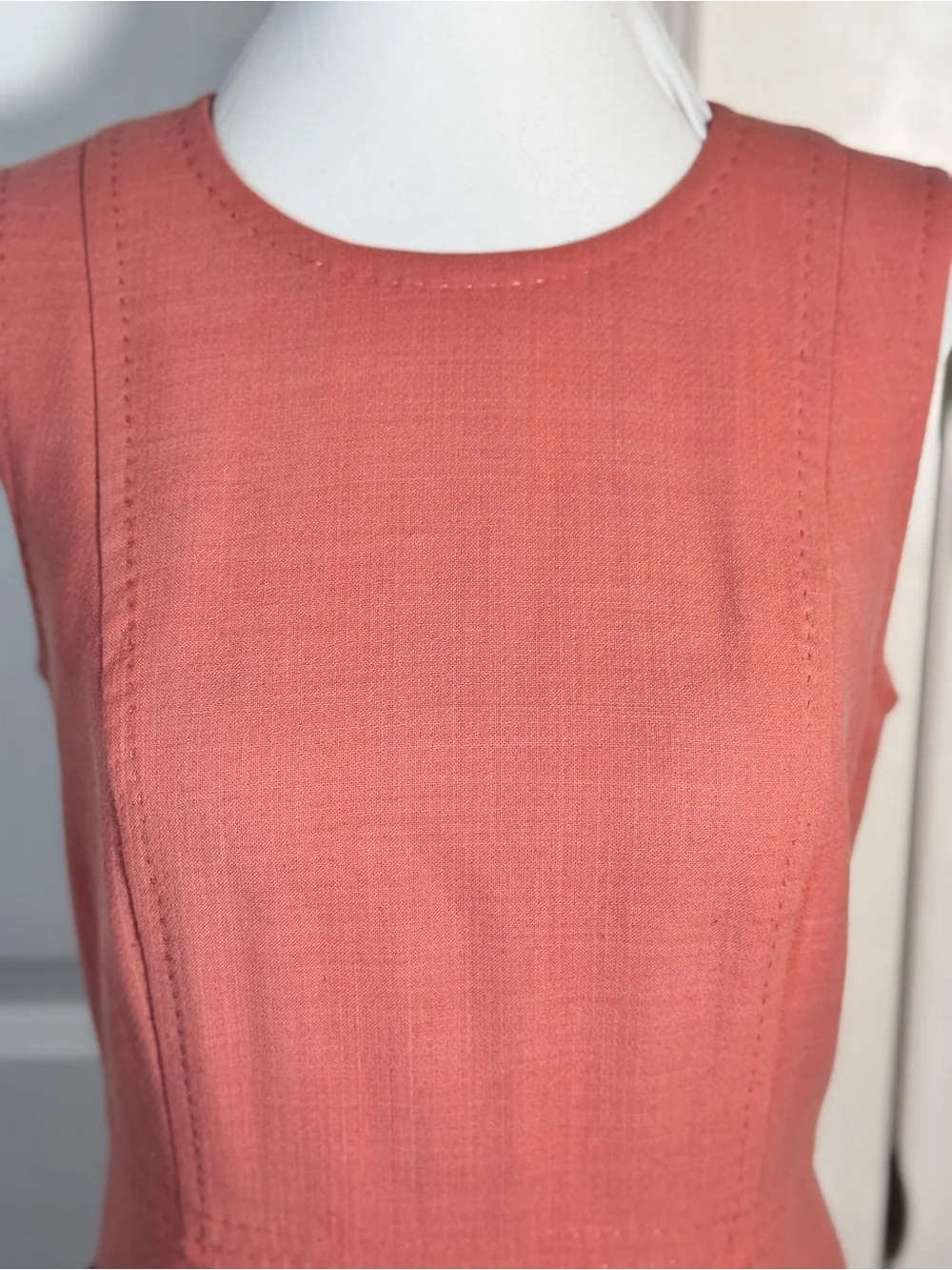 Tory Burch Petra Dress 2 Peach Wool Blend Sheath Gold Zip Pockets Officecore